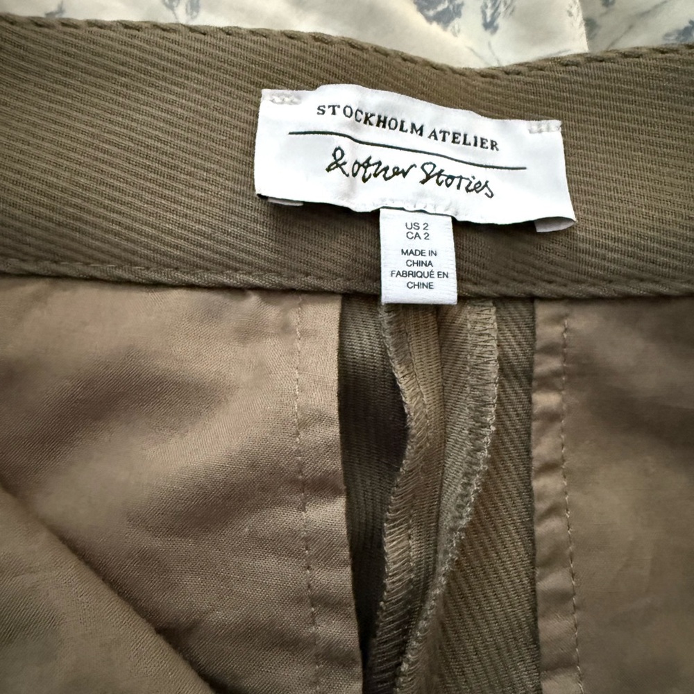 & Other Stories Khaki STRAIGHT PRESS-CREASE TROUSERS